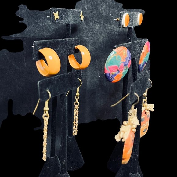 Lot of 6 Fall Colored & Gold Tone Pierced Earrings (4840) - Picture 8 of 9